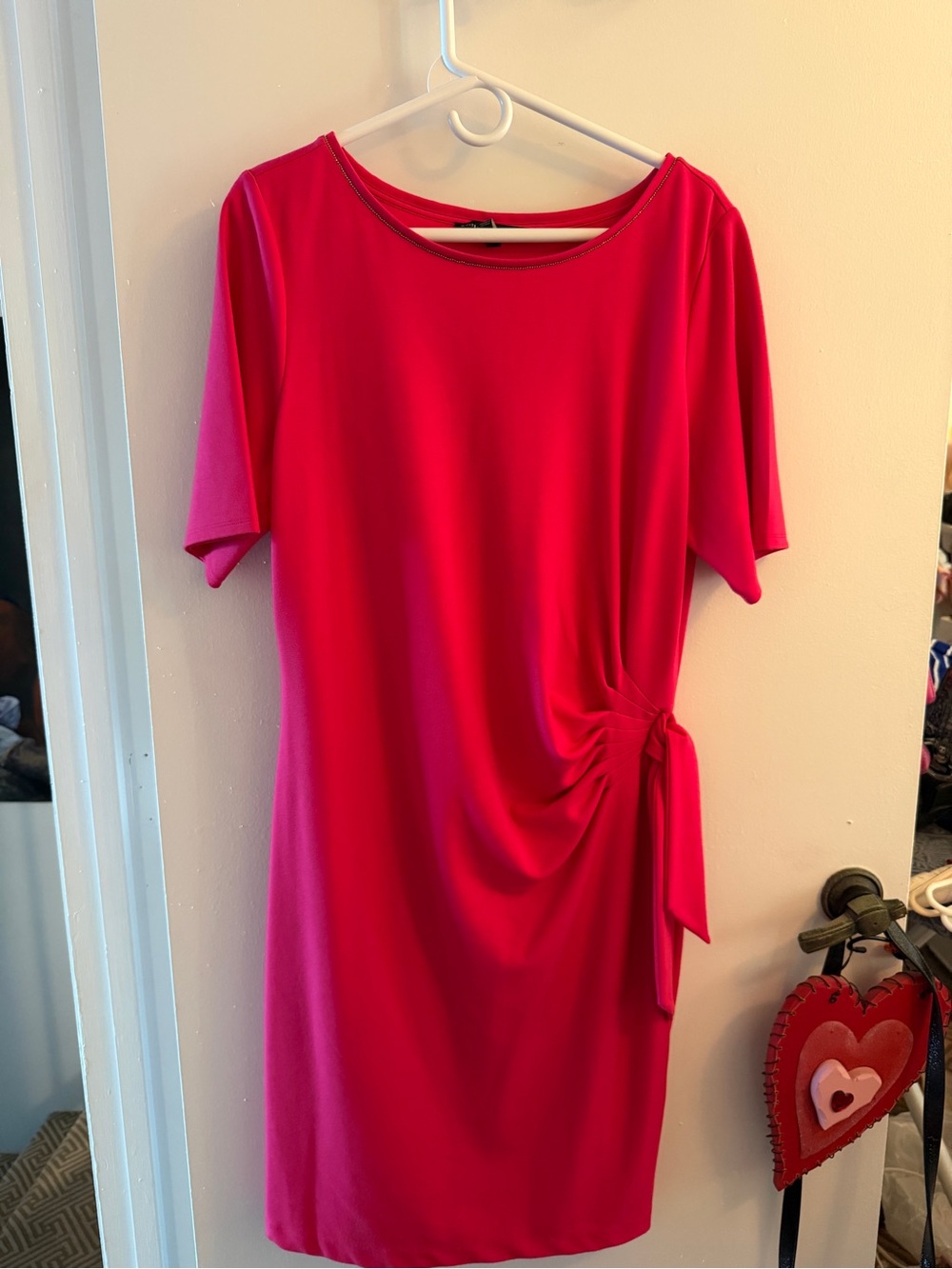 White House Black Market Hot Pink Side-Tie Midi Dress